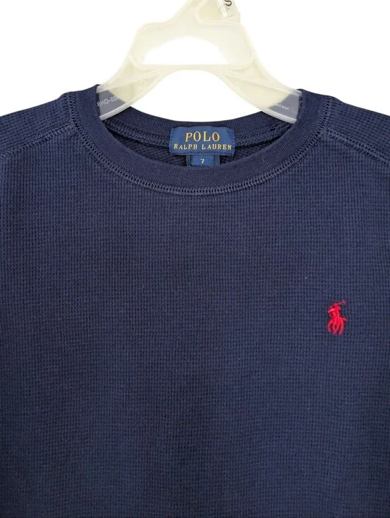 Polo Ralph Lauren Boys' Thermal Tee Navy Blue
