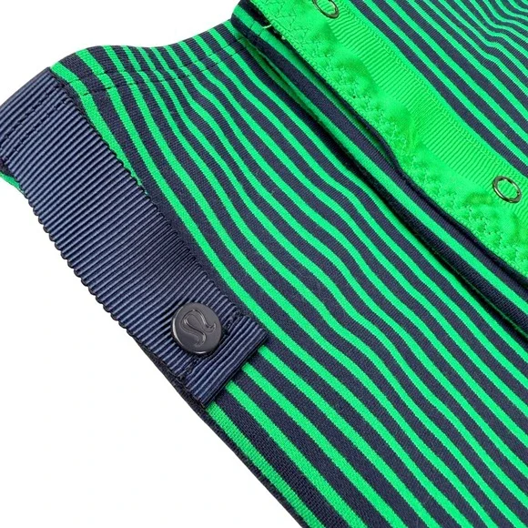 Lululemon Vinyasa Scarf Green Navy Blue Striped Snap Infinity Wrap OS