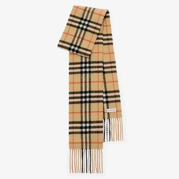 BURBERRY Narrow Check Cashmere Scarf