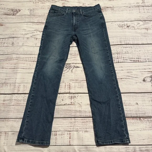 Levi's 514 Straight Fit Dark Wash Denim Blue Jeans Men's Size 34x32 (Fits 32x29)