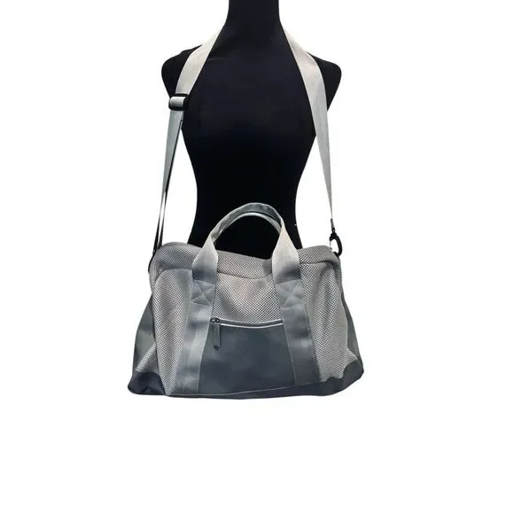 DSW Gray Mesh Duffel Bag Gym Travel Weekender Crossbody Lightweight