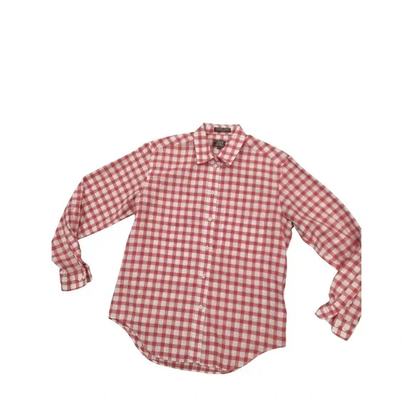 John Henry Kids Boys Red White Gingham Check Button Down Shirt Long Sleeve-6
