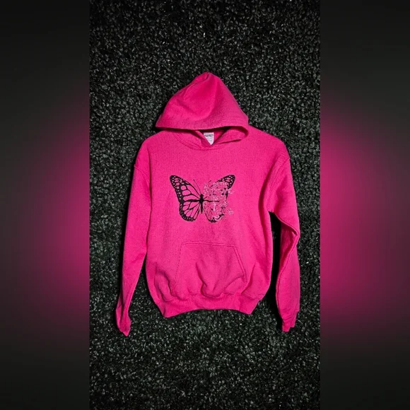 Pink Butterfly Hoodie Sweater