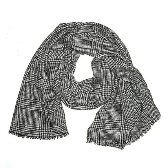 Plaid Winter Scarf, Black/White, Zara