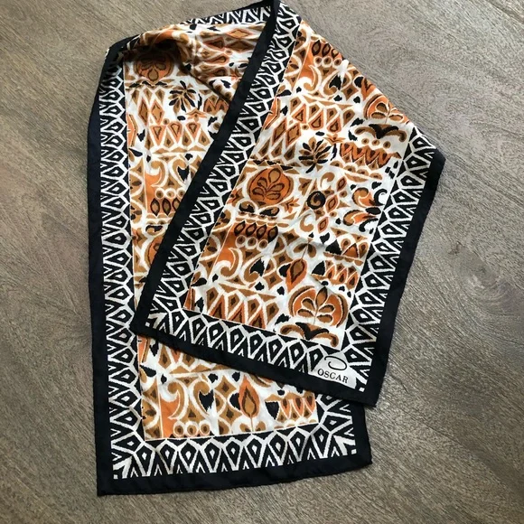 OSCAR Silk Scarf Tribal Rectangle Vtg