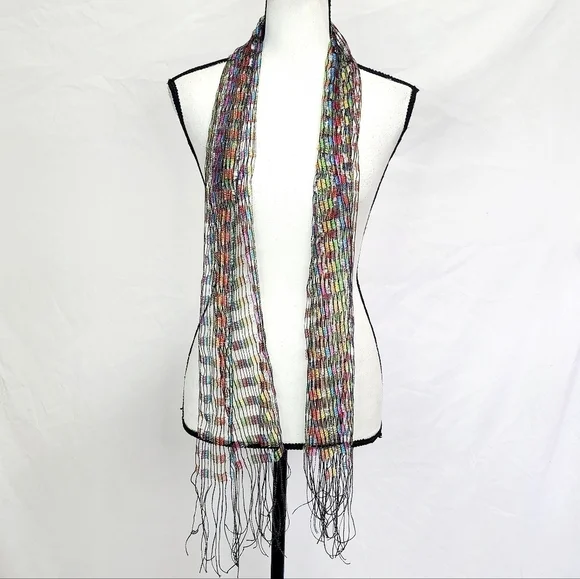 Rainbow Colorful Mix Lightweight Tasseled Scarf