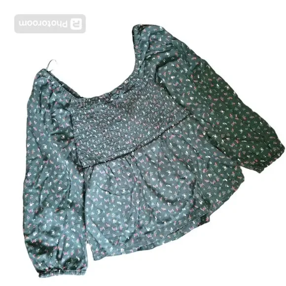 OLD NAVY Green Floral Blouse
