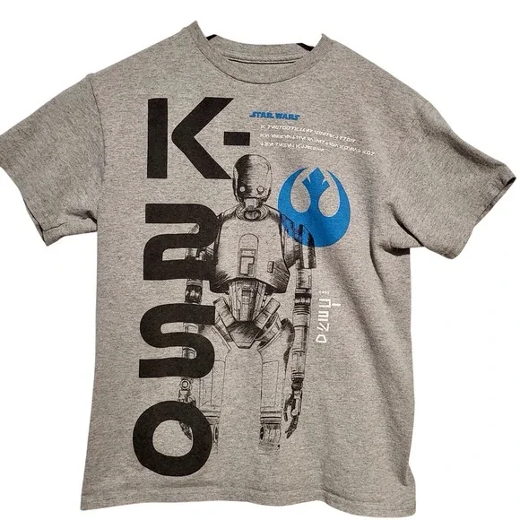 Star Wars K-2S0 Rogue One Gray Short‎ Sleeve Youth T-shirt Graphic Size M