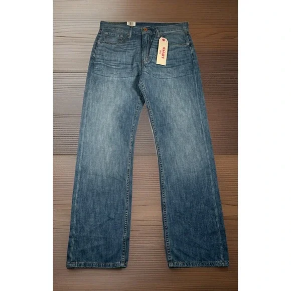 NWT-Levi's 505 Jeans Men's 33x32 Blue Regular Straight Medium Wash Blank Tab