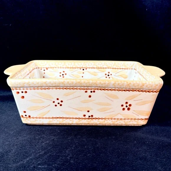 Temp-tations Old World 1.5 QT Rectangle Baker Yellow Floral Stoneware KFI-698704