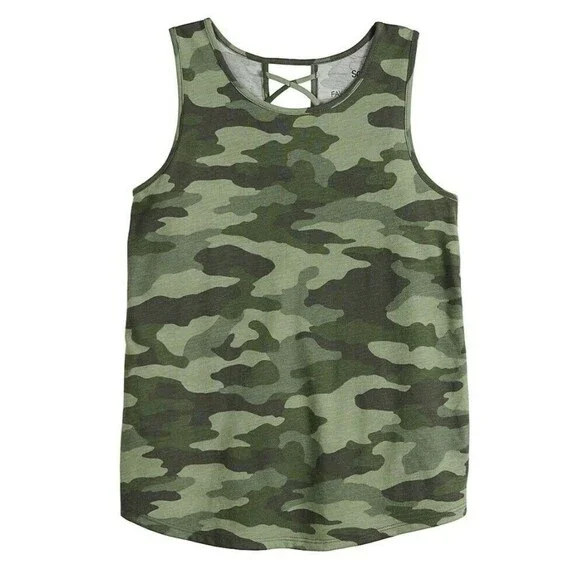 SO Girls Cross back tank Camo T-Shirt Cool Fashion Tee Tag Size M (8)