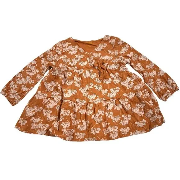 Burt’s Bees‎ Baby Orange & White Organic Cotton Tunic Top - Size 12 Months