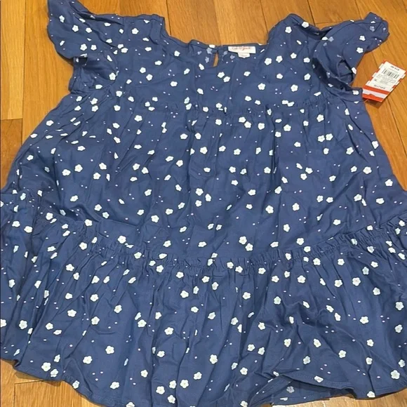 Cat & Jack Blue Crew Neck Flutter Sleeve Top