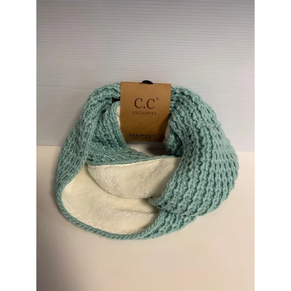 Women's C.C Exclusives Teal & White Knit Infinity Scarf One Size New NWT