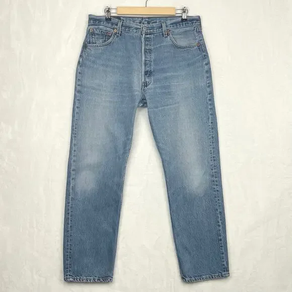 Vintage Levi’s 501 Mens tag 36x32 actual‎ 34x30 Red Tab USA Made 01 Light Wash