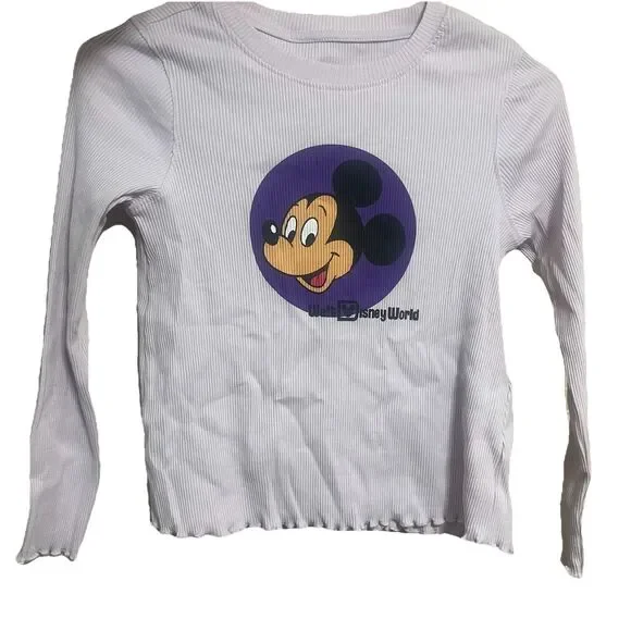 New Disney Park WDW Lilac Mickey LS Tee 9/10 Cotton