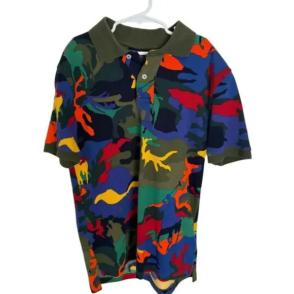 Polo Ralph Lauren Polo Shirt Boys 10-12 Short Sleeve Multicolor Camo