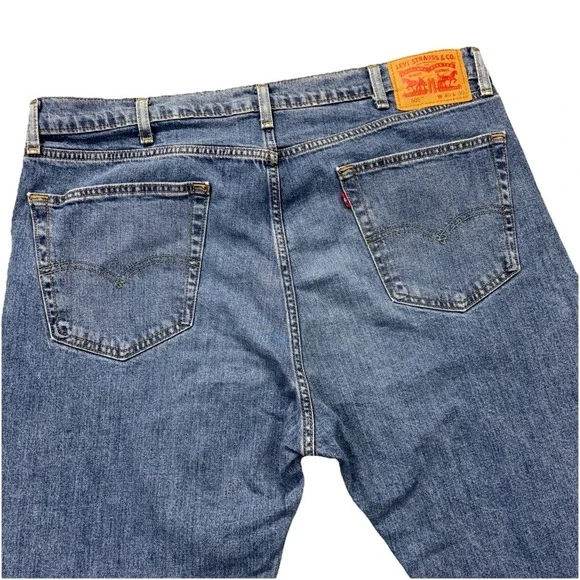 Levi's 505 Jeans Mens 40x30 Blue Denim Stretch Straight Regular Fit Biker Work