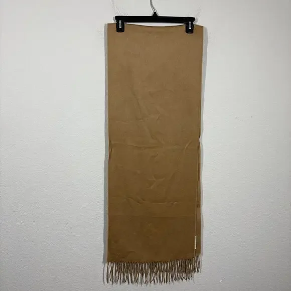 Hilltop Rectangular Scarf Wrap Shawl Brown 100% Pure Cashmere Fringe 40X14.5