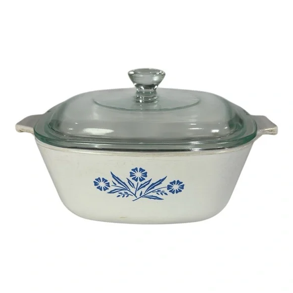 Vintage Corning Ware Blue Cornflower P-1 1/2-B 1.5 QT Square Casserole w/ Lid