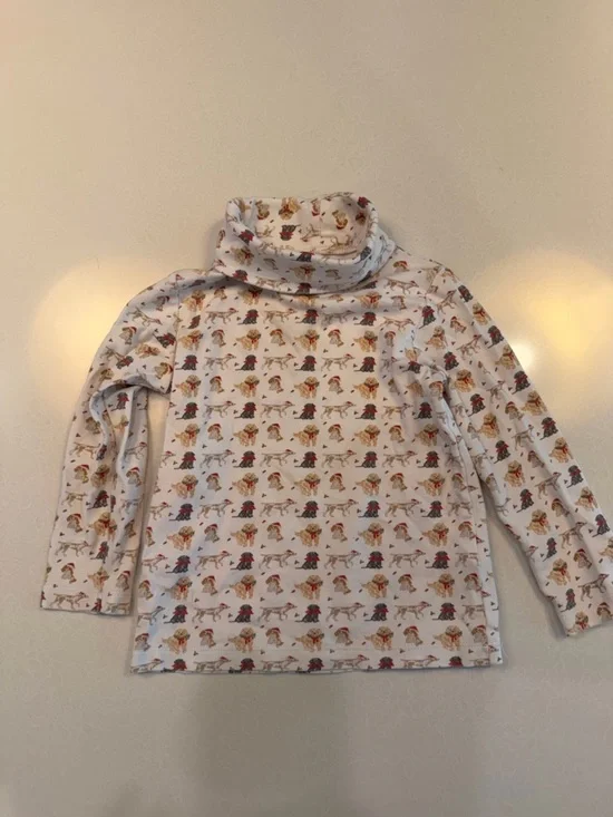 Kids White Turtleneck Cute Dog Print! Christmas pups 3T James and Lottie