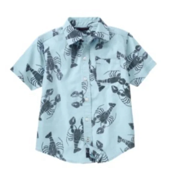 NWT Gymboree Eastern Seaboard 2009 Lobster Blue Oxford Button Up Shirt Size 4
