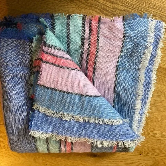 Unbranded Blanket Shawl Bohemian Boho Acrylic Striped Pink Blue Green‎ 60