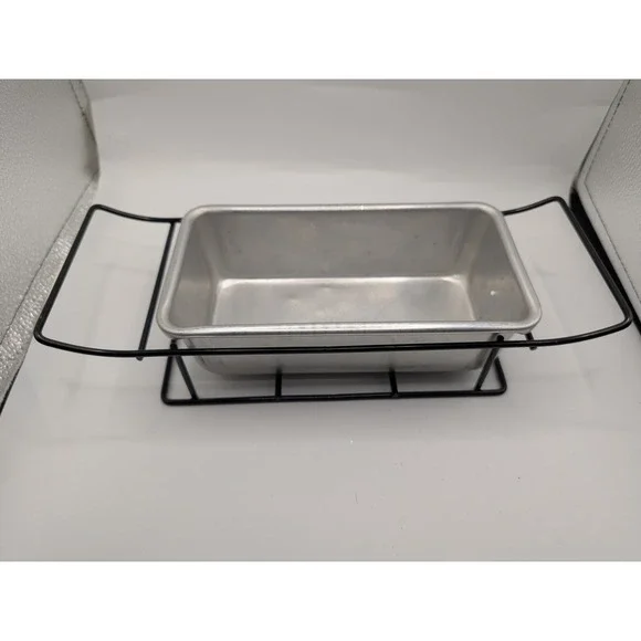 Mirro Aluminum Loaf Pan with Black Metal Wire Serving Rack Carrier Set