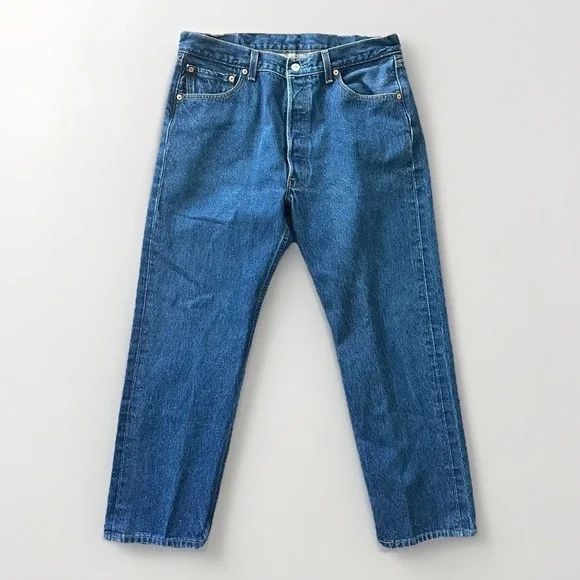 Vintage Levis 501XX Jeans Mens 36x31 Short Blue 90s Raw‎ Dark Denim 34x28