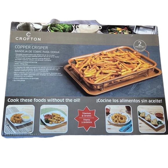 Crofton Copper Crisper Nonstick Basket & Cookie Sheet Two Piece Set