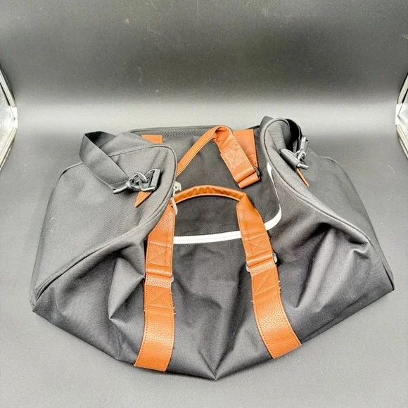Herschel Supply Co. Black Duffel Weekender Bag with Tan Handles Travel Gym