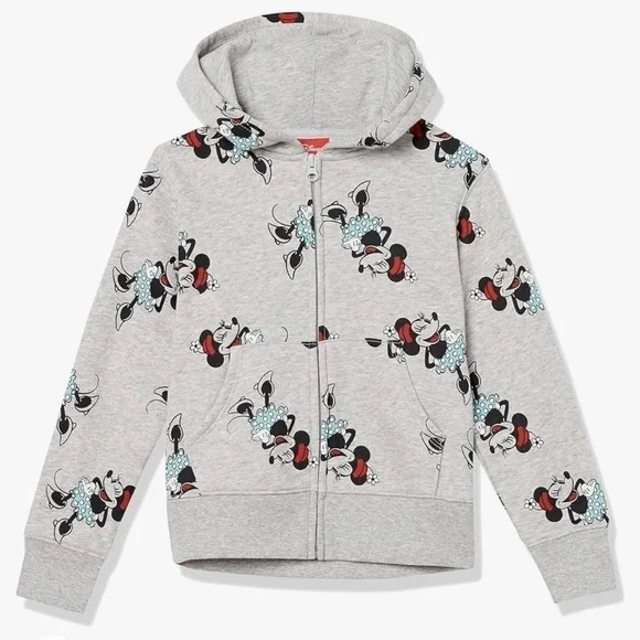 Disney Girls Fleece Full Zip Up Hoodie Sweatshirt Outdoor Minnie Mouse Sz L (10)