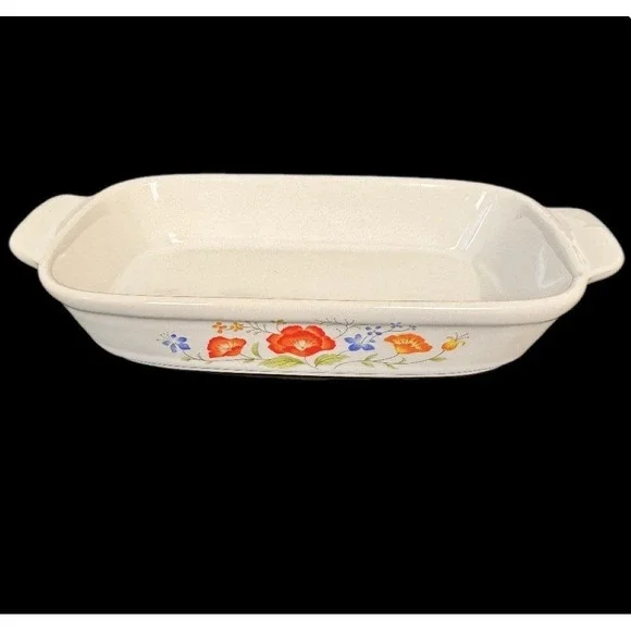 Japan VTG Floral Ceramic Baking Dish 7x4