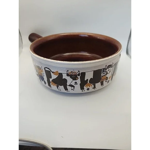 Landert 22 Fondue Pot Swiss Pottery Stoneware MCM 8.5