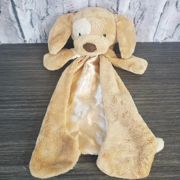 Gund SPUNKY‎ Huggabuddy Lovey Beige Satin Baby Silky Blanket Puppy Dog Plush