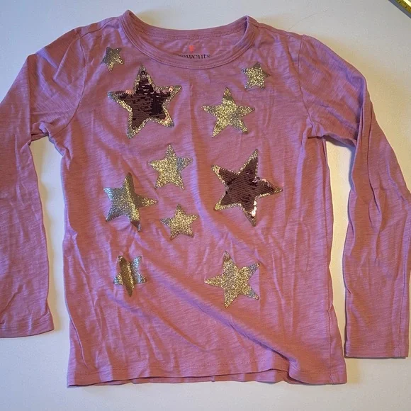 Crewcuts Pink Long Sleeve Shirt with Gold Star Accents