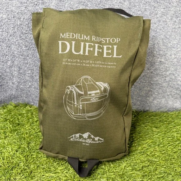 Eddie Bauer Expedition Medium Ripstop Duffel Bag Olive Green 1389 Travel Weekend