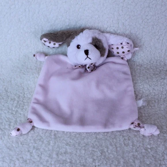 LOVEY PUPPY Dog Bearington Pink Plush SECURITY BLANKET 6.5