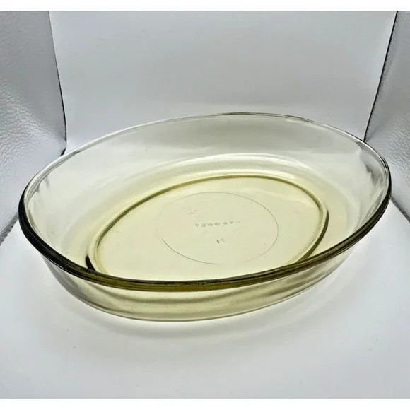 Vintage Pyr-O-Rey Dynaware Amber Yellow Glass Oval 10