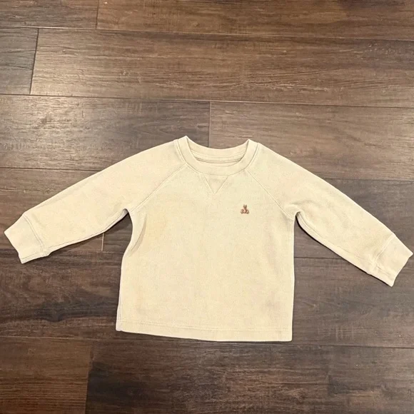 Baby Gap Waffle Knit Top 18 24M Tan Teddy Bear Long Sleeve Cute
