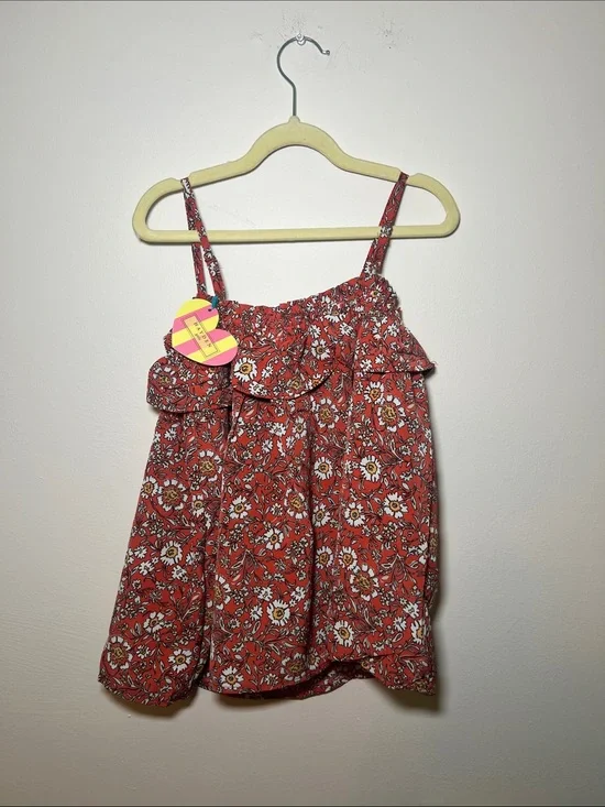 Hayden Girls Red Floral Ruffle Top