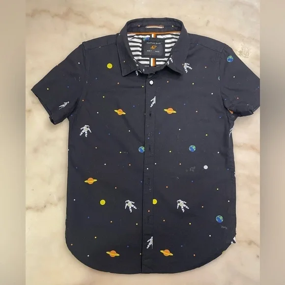 Cactus Boys Space-Themed Short Sleeve button down Shirt size 7