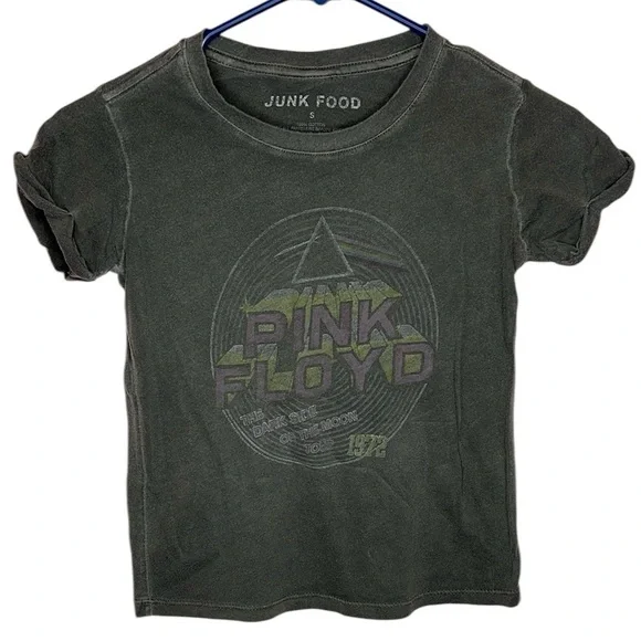 Junk Food Girls' Short Sleeve Distressed Pink Floyd T-Shirt Light Gray S (6-7)