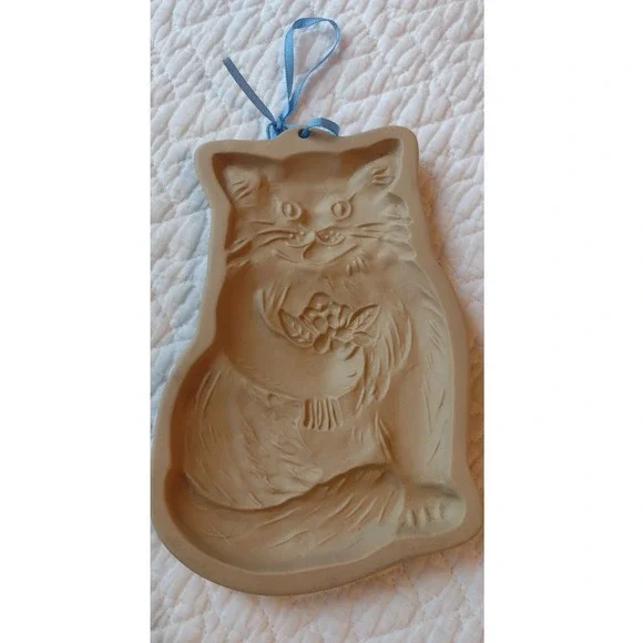 Vintage 1983 Brown Bag Cookie Art Cat Stoneware Mold Hill Design Feline Decor