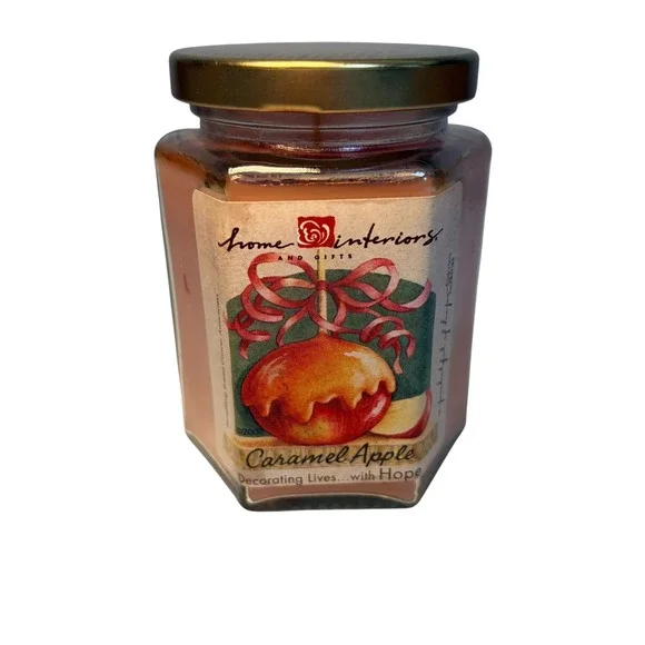 Home Interiors Caramel Apple 2003 Orange Glass Vintage Scented Candle 7.5oz New