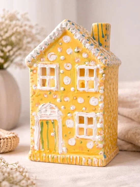 Whimsical Gingerbread House Luminary Hand-Painted Cottagecore Decor NWOT