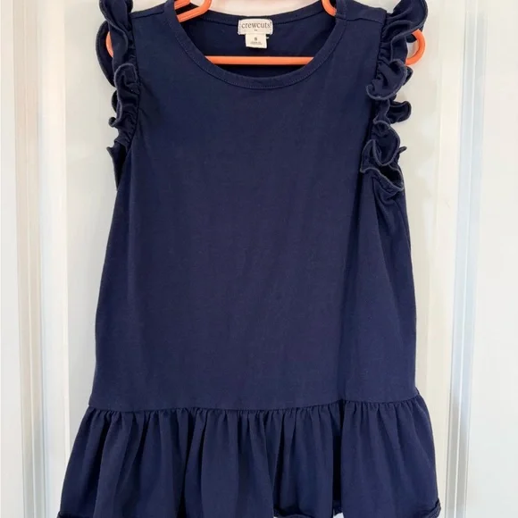 Crewcuts Navy Ruffle Sleeve Cotton Tunic/dress (size 8)