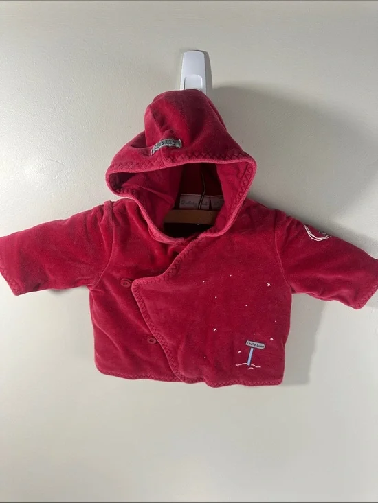 Lullaby Club Red Hooded Baby Jacket New Born Penguins Skating Winter Christmas