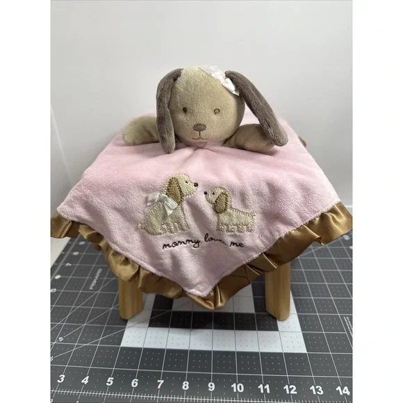 Carter's Mommy Loves Me Plush‎ Puppy Baby Lovey Security Blanket Pink 14