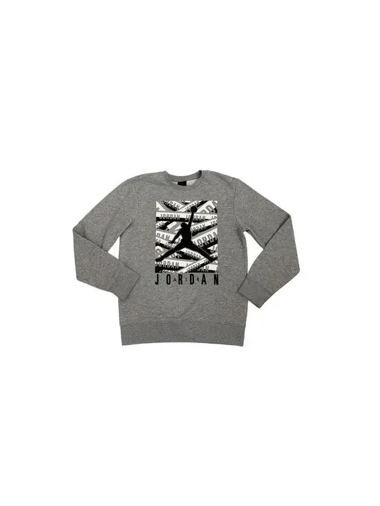 Nike Air Jordan Crewneck Graphic Gray Pullover Sweatshirt Youth Large 12/13